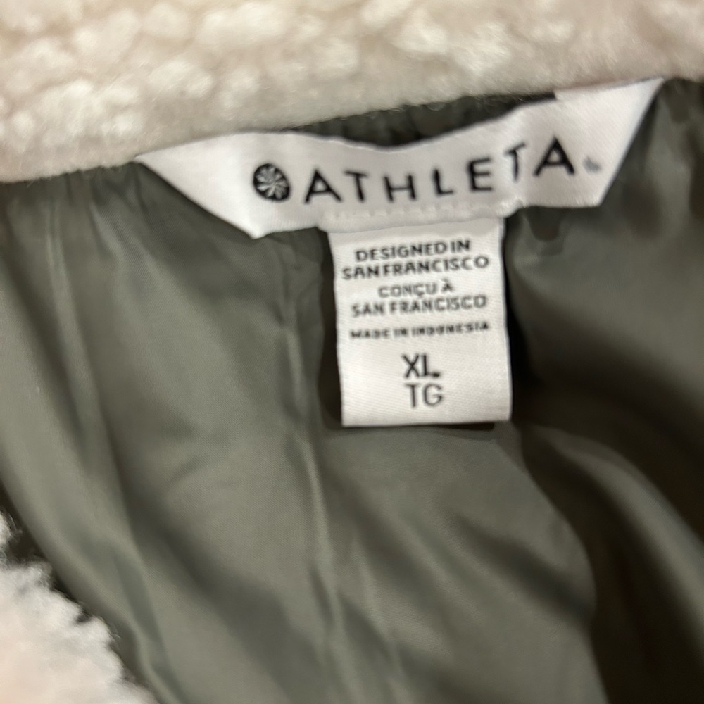 NWT Athleta Fleece Hybrid Jacket XL Olive and Cream - Picture 8 of 8